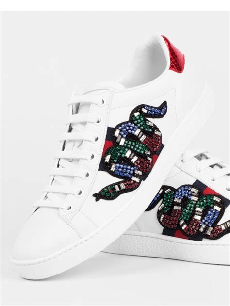 gucci snake embroidered sneaker|Gucci embroidered snake sneakers.